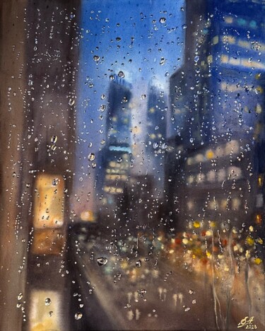 Painting titled "skyscrapers. Behind…" by Olena Anopriienko, Original Artwork, Watercolor