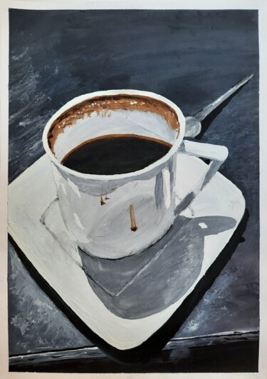 Schilderij getiteld "Coffee" door Olena Berest, Origineel Kunstwerk, Gouache