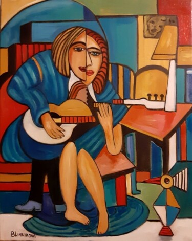 Pintura intitulada "Une soiree avec une…" por Olena Blinnikova, Obras de arte originais, Óleo Montado em Armação em madeira