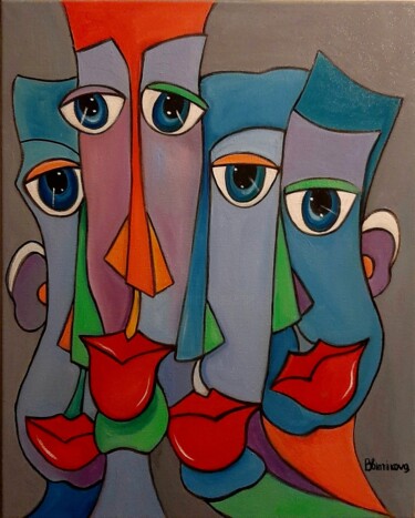 Картина под названием "Глаза1" - Olena Blinnikova, Подлинное произведение искусства, Масло Установлен на Деревянная рама для…
