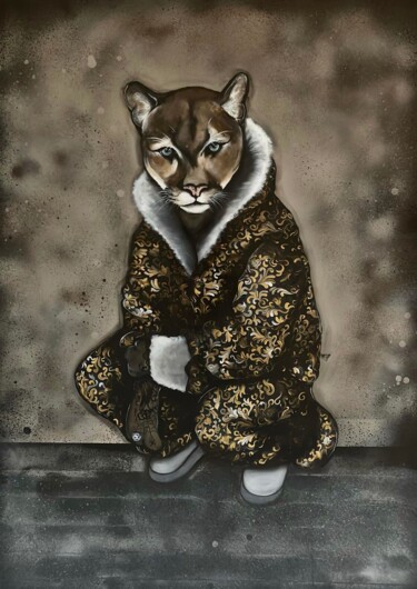 제목이 "Puma"인 미술작품 Olena Bunina (Helena Bunina)로, 원작, 아크릴
