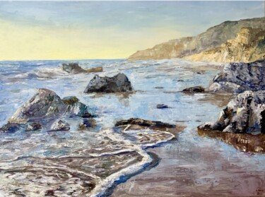 Painting titled "California dreaming" by Olena Dil, Original Artwork, Oil Mounted on Wood Stretcher frame