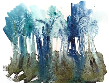 Painting titled "Forest of power - o…" by Olena Koliesnik, Original Artwork, Watercolor