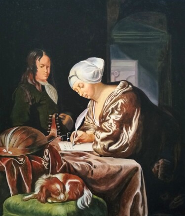 Painting titled "Copy of Frans van M…" by Olena Kucher, Original Artwork, Oil
