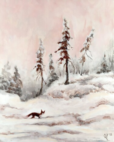 Painting titled "Fairy Winter Forest" by Olena Kucher, Original Artwork, Oil