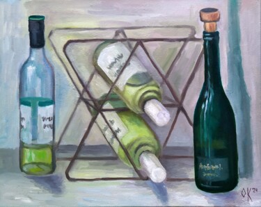 Painting titled "In the Wine Cellar" by Olena Kucher, Original Artwork, Oil