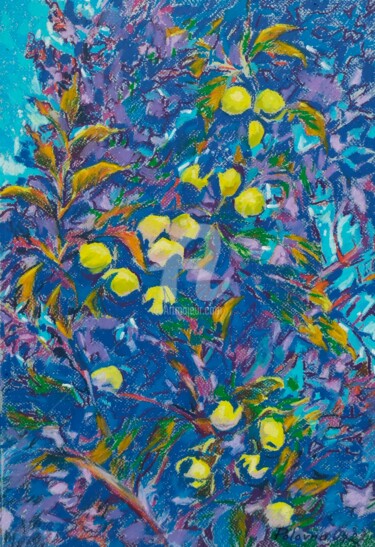 Pittura intitolato "Pommes jaunes" da Olena Polovna, Opera d'arte originale, Pastello