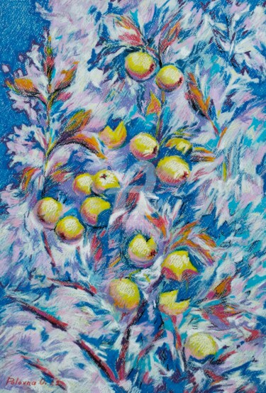 Ζωγραφική με τίτλο "Pommes jaunes 3" από Olena Polovna, Αυθεντικά έργα τέχνης, Παστέλ