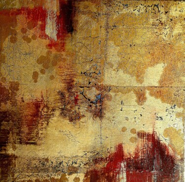 Pintura intitulada "Gold  abstract pain…" por Olena Topliss, Obras de arte originais, Óleo