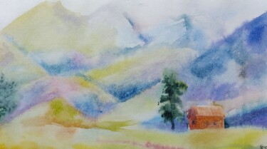 Painting titled "Seclusion" by Olena Yemelianova, Original Artwork, Watercolor