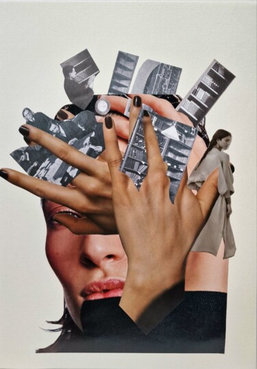Collages titled "Too many thoughts" by Olena Yemelianova, Original Artwork, Collages