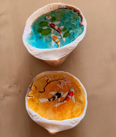 Pintura intitulada "Conchas Koi Mar Can…" por Oleos Heiko, Obras de arte originais, Óleo