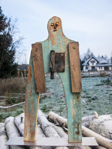 Sculpture intitulée "FOREST MAN-9" par Olesia Krivolapova, Œuvre d'art originale, Bois