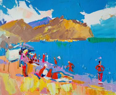 Pittura intitolato "on the beach near t…" da Olesia Lishaeva, Opera d'arte originale, Acrilico