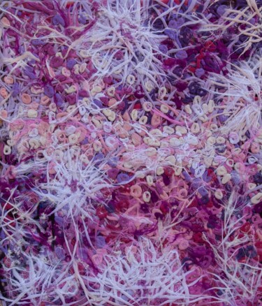Painting titled "Christmas pink drea…" by Olesia Tkachenko, Original Artwork, Textile fiber