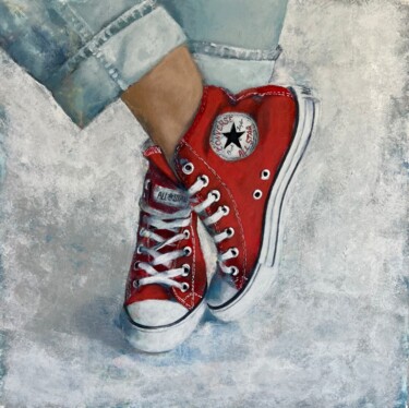 Painting titled "Red Converse - orig…" by Olesya Izmaylova, Original Artwork, Acrylic