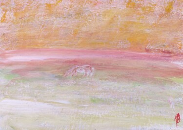 Peinture intitulée "Pink horse" par Olesya Nikolaeva, Œuvre d'art originale, Tempera