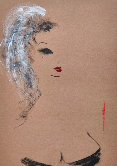 Drawing titled "Burlesque diva" by Olesya Nikolaeva, Original Artwork, Ink