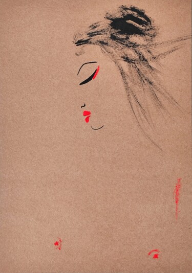 Disegno intitolato "Vent caressant" da Olesya Nikolaeva, Opera d'arte originale, Inchiostro
