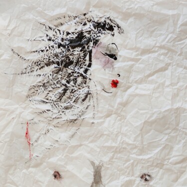 Dessin intitulée "Momo" par Olesya Nikolaeva, Œuvre d'art originale, Encre