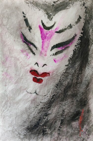 Drawing titled "Kabuki vibes" by Olesya Nikolaeva, Original Artwork, Ink