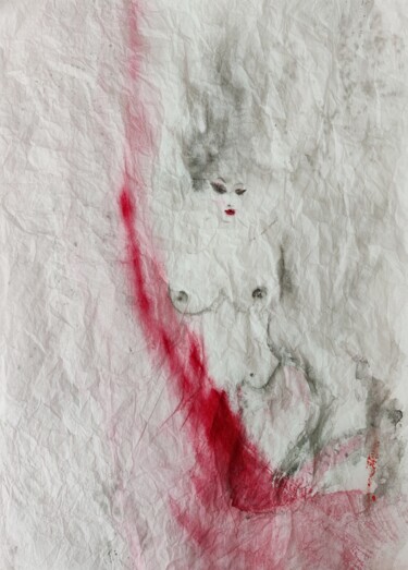Tekening getiteld "Mermaid's pink dream" door Olesya Nikolaeva, Origineel Kunstwerk, Inkt