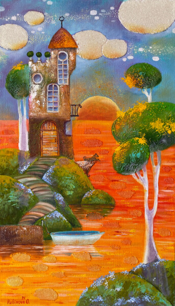 Pintura titulada "SUNSET DREAM" por Olesya Rubinova, Obra de arte original, Oleo Montado en Bastidor de camilla de madera