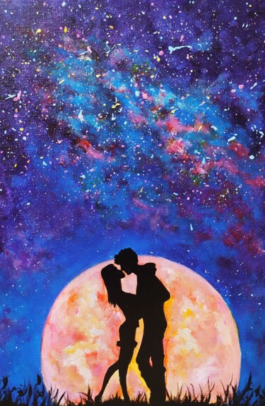 Картина под названием "Romantic date" - Olga Asadulaeva, Подлинное произведение искусства, Масло Установлен на Деревянная па…