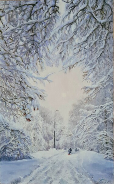 Peinture intitulée "Зимняя серенада" par Olga Batura, Œuvre d'art originale, Huile Monté sur Châssis en bois