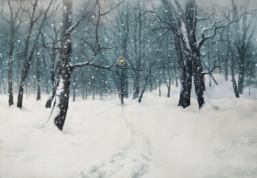 "Winter Snow Trees P…" başlıklı Tablo Olga Beliaeva tarafından, Orijinal sanat, Suluboya
