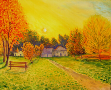 Schilderij getiteld "Autumn Passage - Au…" door Olga Beliaeva, Origineel Kunstwerk, Aquarel