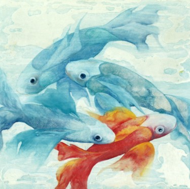 Pintura intitulada ""Ciranda no Mar..."" por Olga Beltrão, Obras de arte originais, Óleo