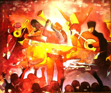 Painting titled ""Jazz Band"" by Olga Beltrão, Original Artwork, Oil