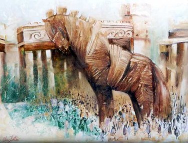 Pintura intitulada ""Cavalo de Tróia"" por Olga Beltrão, Obras de arte originais, Óleo