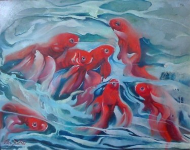 Pintura intitulada ""Festa no Mar!"" por Olga Beltrão, Obras de arte originais, Óleo