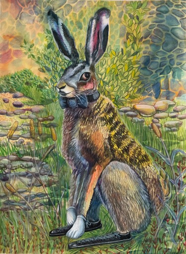 Dibujo titulada ""Mr. Rabbit"" por Olga Beltsova, Obra de arte original, Acuarela
