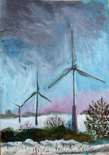 图画 标题为“Wind turbines” 由Olga Beltsova, 原创艺术品, 丙烯