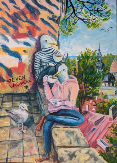 Pittura intitolato "Steven was here" da Olga Beltsova, Opera d'arte originale, Acrilico
