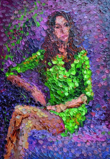Painting titled "120x80 Mariya" by Olga Bezhina, Original Artwork, Oil Mounted on Wood Stretcher frame