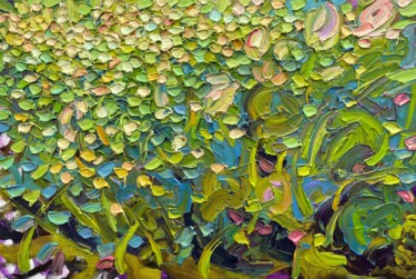 Painting titled "Lotus Lake" by Olga Bezhina, Original Artwork, Oil