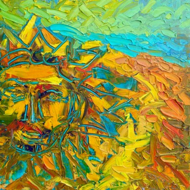 Картина под названием "Helios" - Olga Bezhina, Подлинное произведение искусства, Масло Установлен на Деревянная рама для нос…