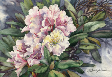 Malerei mit dem Titel "Rhododendron #05" von Olga Bezlepkina, Original-Kunstwerk, Aquarell