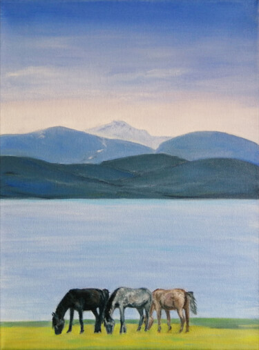Peinture intitulée "Silence - Issyk-Kul" par Olga Bondarenko, Œuvre d'art originale, Huile