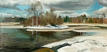 Peinture intitulée "Весенний пейзаж" par Olga Bronskikh, Œuvre d'art originale, Huile