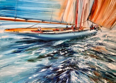 Pittura intitolato "Unrestrained Sea" da Olga Chernova, Opera d'arte originale, Olio Montato su Telaio per barella in legno