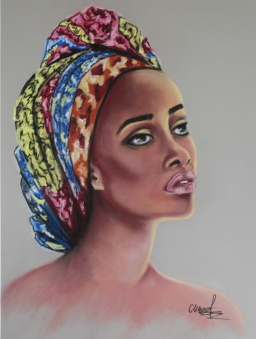 Schilderij getiteld "beaute-africaine" door Olga Chilova - Stephan, Origineel Kunstwerk, Pastel