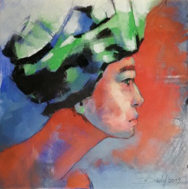 Malerei mit dem Titel "Florentine Turban" von Olga David, Original-Kunstwerk, Acryl Auf Keilrahmen aus Holz montiert