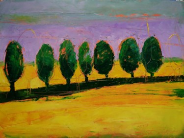 Pintura intitulada "Rapeseed field, lan…" por Olga David, Obras de arte originais, Óleo
