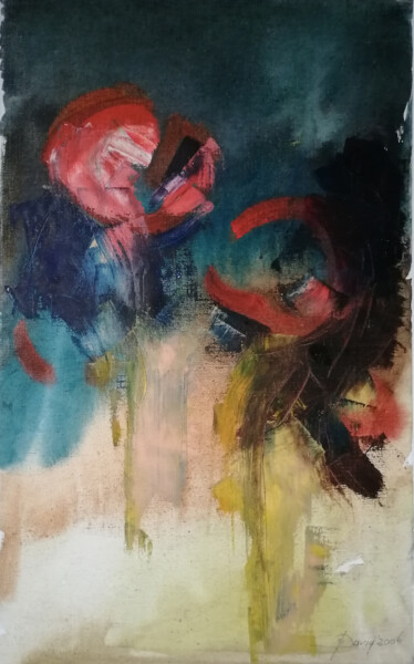 Painting titled "birthday roses" by Olga David, Original Artwork, Oil Mounted on Wood Stretcher frame