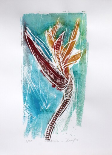 Printmaking titled "bird of paradise fl…" by Olga David, Original Artwork, Monotype